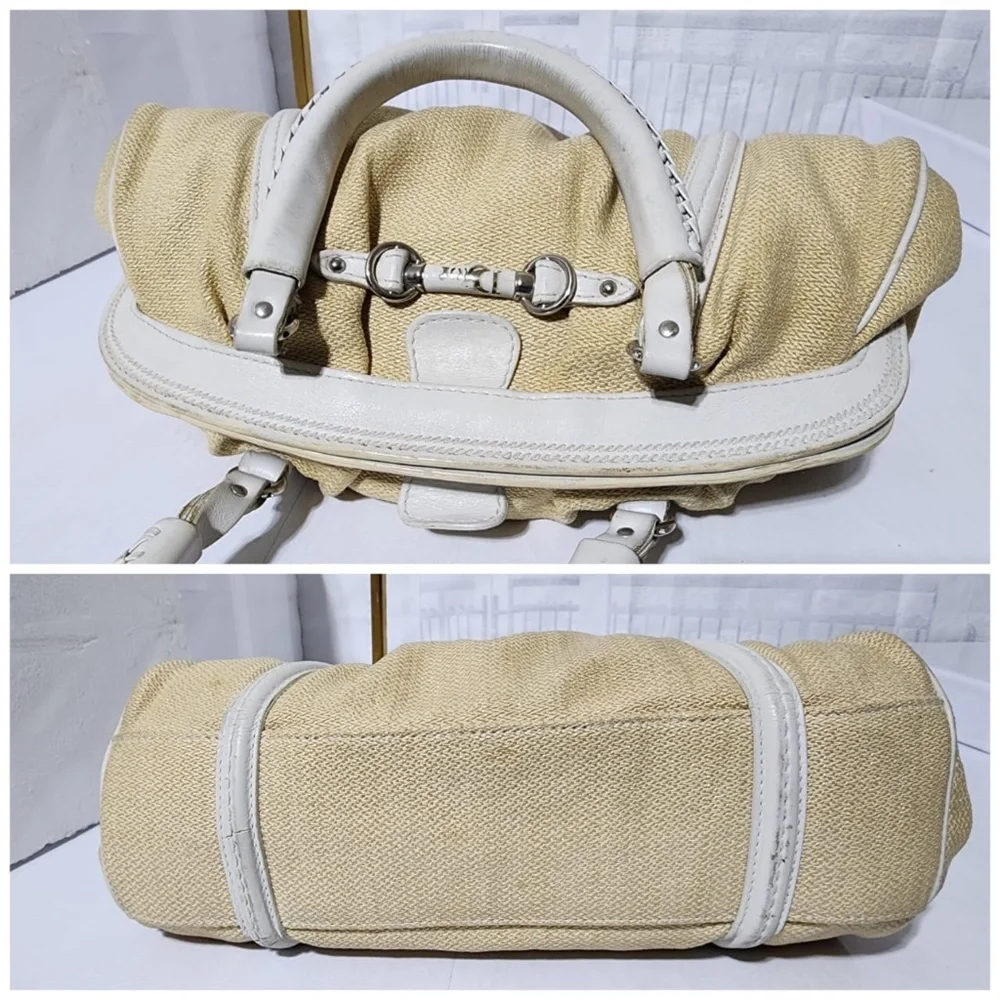 Authentic CHRISTIAN DIOR Raffia Frame Shoulder Bag Beige/Off-White - Picture 7 of 16